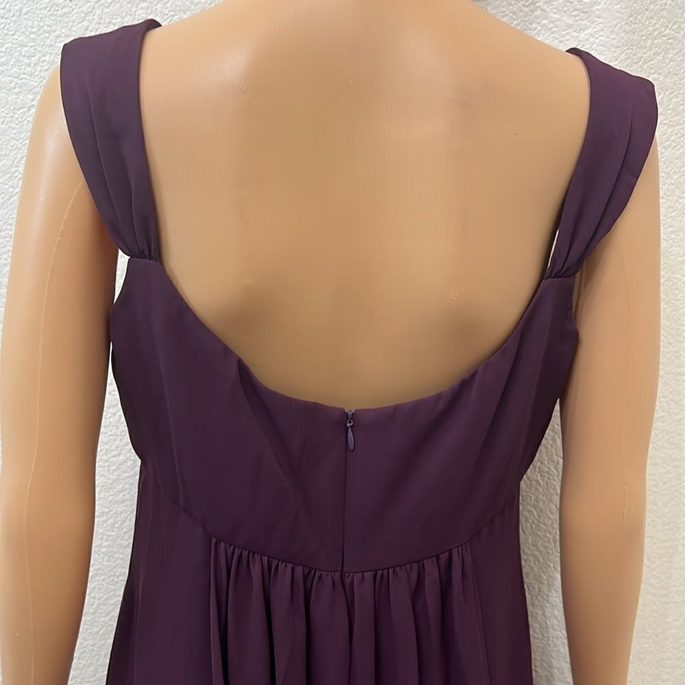 Michaelangelo Dress Sz 8 Plum Purple Diamond Accent Ruched Scoop Neck Maxi Lined - Picture 8 of 11